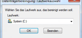 Windows Datenträgerbereinigung so sieht der Start aus