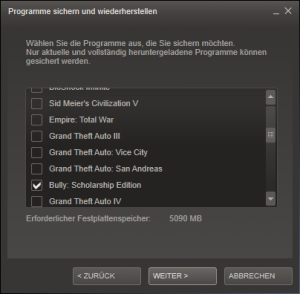 steam spiele auf externe usb festplatte sichern