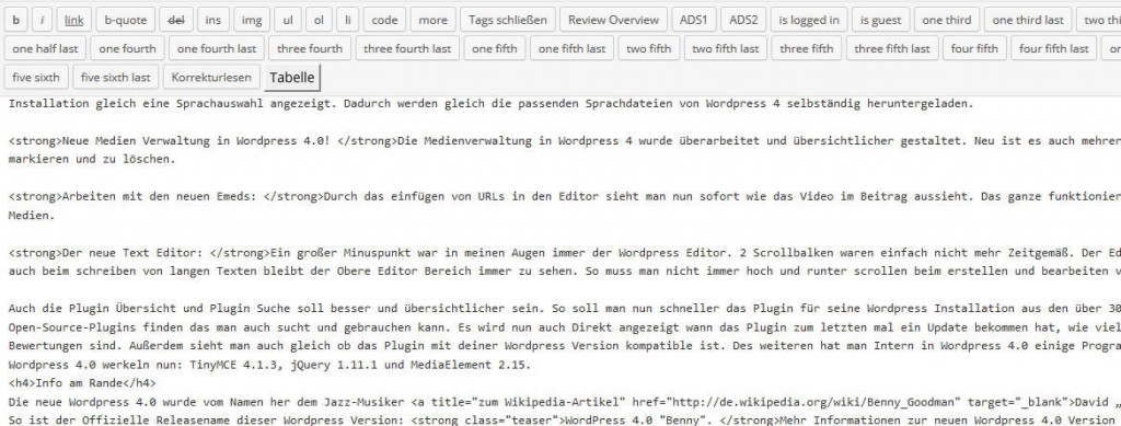 der neue texteditor der wordpress 4 version