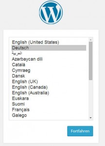 neue Sprachauswahl bei der wordpress installation